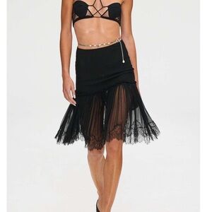 Nensi Dojaka Silk Lace Trimmed Mini Skirt Size S